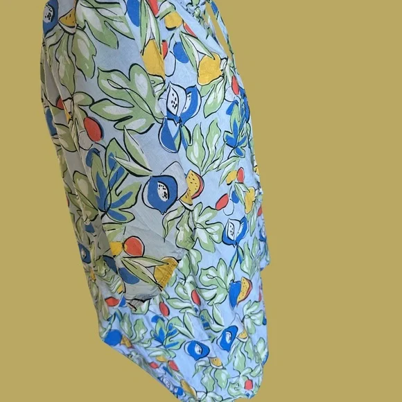 Loft Women’s Light Blue PassionFruit-Print Short Sleeve Top - Picture 4 of 6